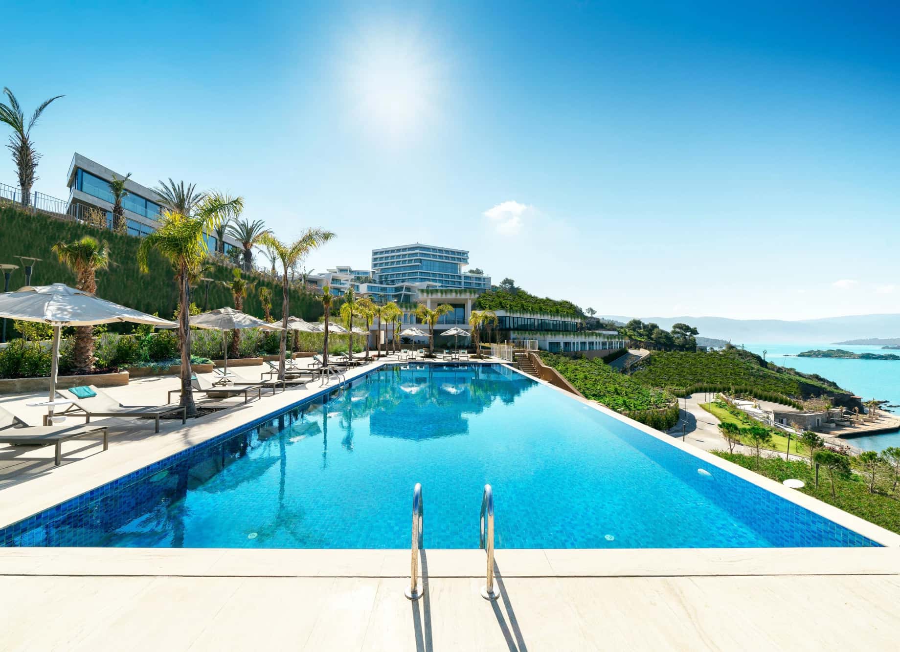 Beautiful pool overlooking the ocean. 